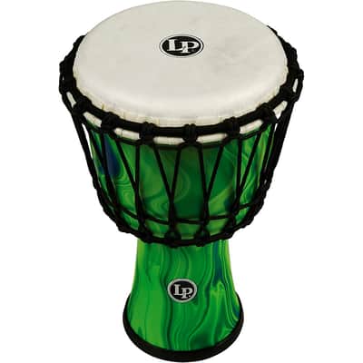 LP World 10 inch Rope Tuned Circle Djembe Regular  Green Marble image 4