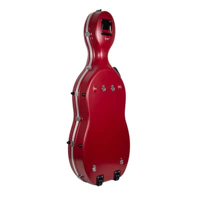 Crossrock 3/4 and 4/4 Size Cello Case | ABS Molded Hardshell with Wheels, Accessory Pocket, 2 Bow Holders, Security Lock, and Detachable Straps-Red image 6