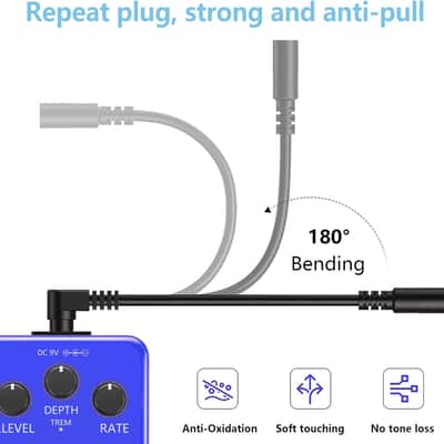 9V DC 1A Guitar Pedal Power Supply Center Negative 9 Volt Adapter Power Cord with 6 Way Daisy Chain Cables for BOSS Guitar Effect Pedals image 3