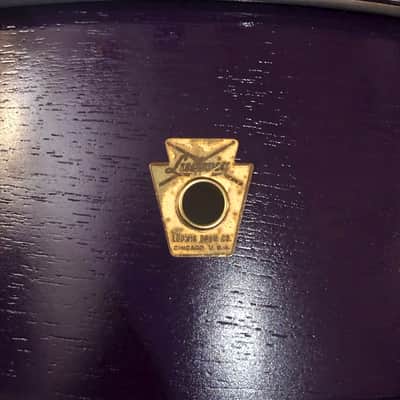Ludwig  Pre-serial No. 491 Pioneer 5x14" 6-Lug  Snare w/ Keystone Badge, in Purple (refinished) image 12