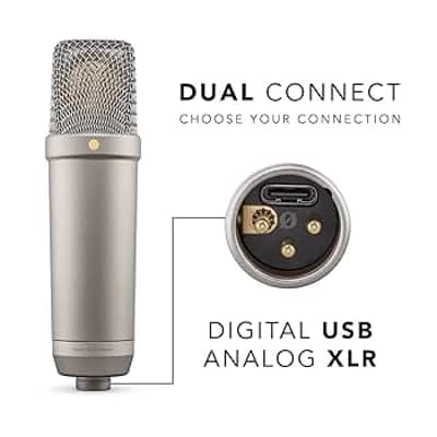 Rode NT1 5th Generation Condenser Microphone (Silver) with Rode PSA1 Desk-Mounted Broadcast Microphone Boom Arm image 4