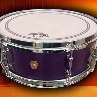 Ludwig  Pre-serial No. 491 Pioneer 5x14" 6-Lug  Snare w/ Keystone Badge, in Purple (refinished) image 2