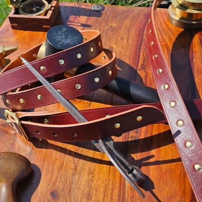 Leather guitar strap - Solid brass rivets & Buckle, Top grain leather [SOLD, MORE MADE TO ORDER] image 8
