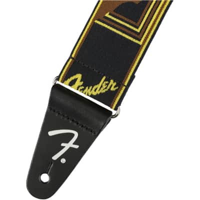 Fender WeighLess Monogram Strap Black/Yellow/Brown - Strap for Guitars image 2