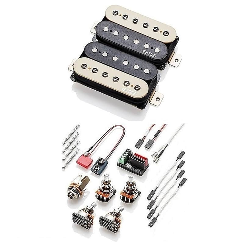 EMG HOT 70 Zebra Retro Active Super 77 Bridge & Fat 55 Neck Set Short Shaft Pots image 1