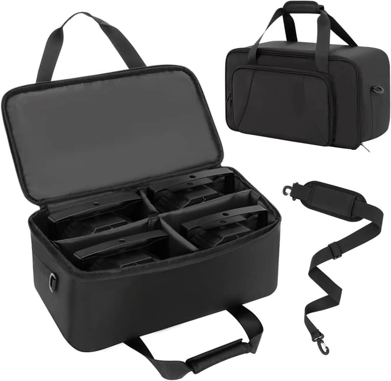 Stage Lighting Bag for 4 PAR Lights, DJ Light Storage Case with Removable Dividers, Padded Gig Bag for Stage Lighting Equipment, Spotlights & DJ Lighting Accessories, Black (Bag Only) image 1