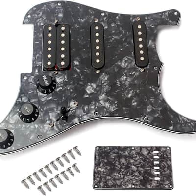 Electric Guitar Pickguard 3-ply Loaded Prewired Humbucker Pickguard Pickups Set for Guitar,Black Pearl image 3