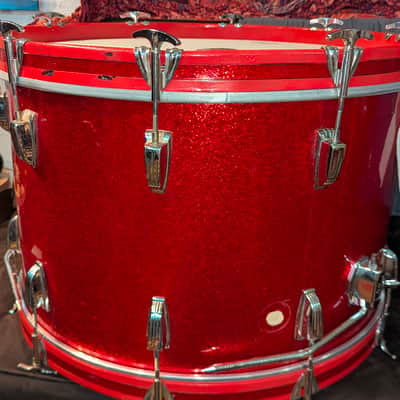 Ludwig  Super Classic Red Sparkle Bass Drum 22x14 60s image 11