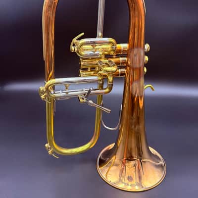 Schilke 1040 FL Professional Bb Flugelhorn – Factory Special-Order Raw Brass – Chicago, USA – Dual Leadpipes – Mint Condition image 1