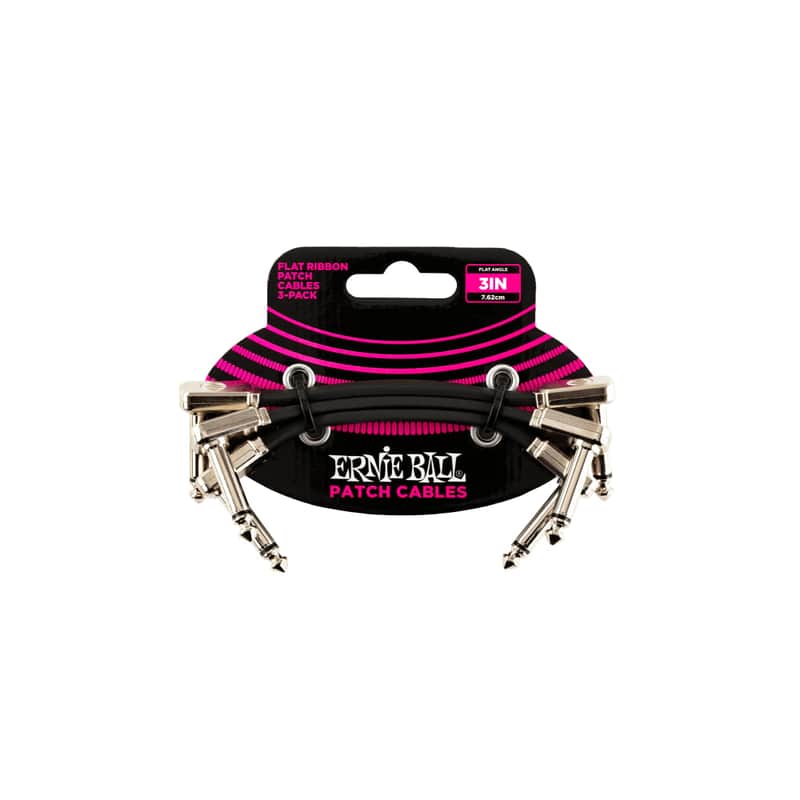 Ernie Ball 3" Flat Ribbon Patch Cable 3-Pack Black image 1