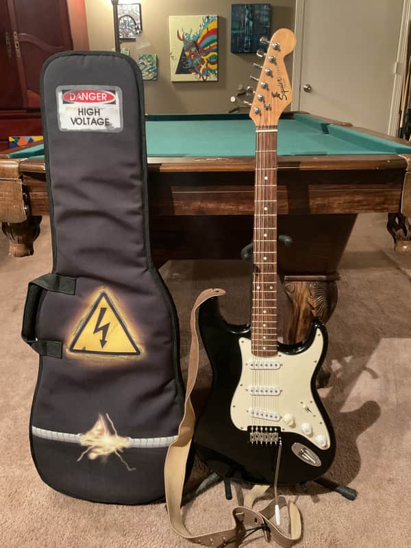 Fender Squire Stratocaster upgraded bridge/pickups comes with custom padded gig bag and strap image 1