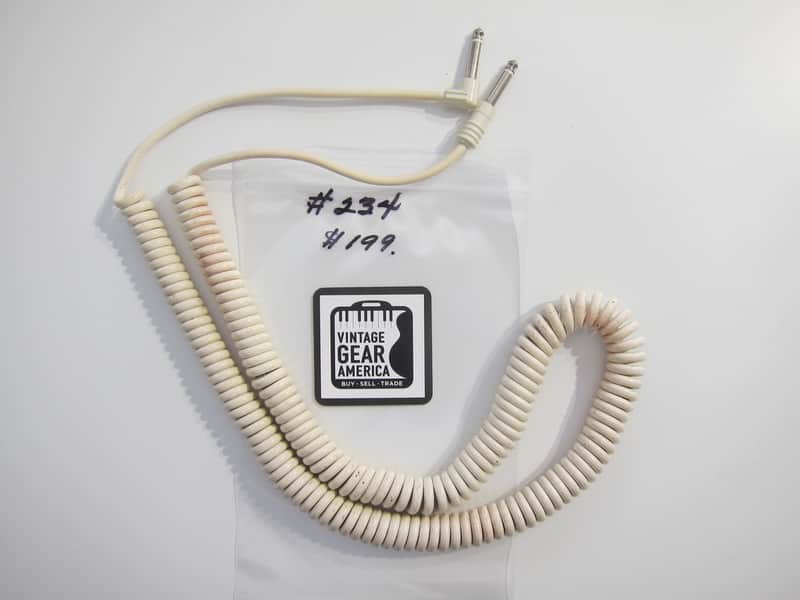 Teisco Del Rey Curly or Coil Cord Guitar Cable MIJ Authentic Vintage Accessory Case Candy Circa-1960s-1970s-White image 1