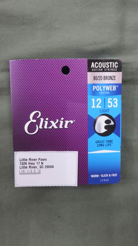 Elixir 11050 Polyweb 80/20 Bronze Acoustic Guitar Strings - Light (12-53) image 1