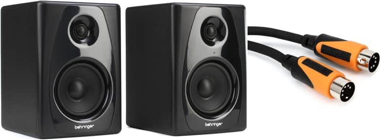 Behringer Studio 50USB 5 inch Powered Studio Monitors with USB Bundle with Roland RMIDI-B5 Black Series MIDI Cable - 5 foot image 1