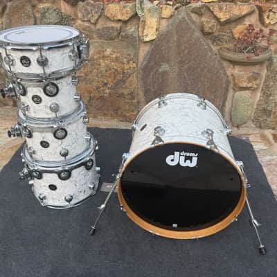 DW Collectors 5pc Drum Set White Marble w/ 20 inch kick! image 1
