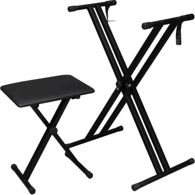 Heavy Duty Keyboard Stand and Bench, Piano Stand and Keyboard Bench with Adjustable Height and Portable (Double-X) image 1