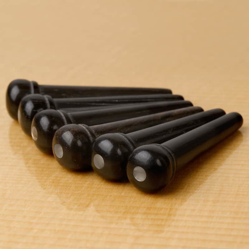 Waverly Ebony Bridge Pins with Shell Inlay, Unslotted with pearl dot, set of 6 image 1