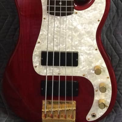Squier by Fender Pro Tone Protone 5 string bass Red stain- MIK Korea- HSC image 1