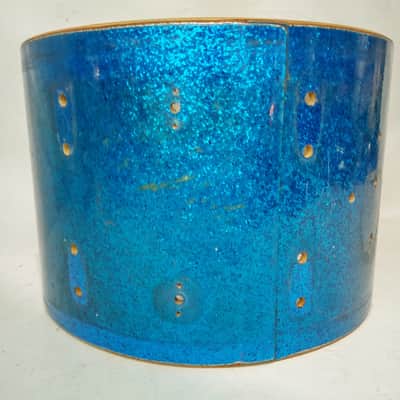 Gretsch 9x13"Blue Sparkle Tom Drum Shell Round Badge Vintage 60s 6Ply Jasper USA image 4