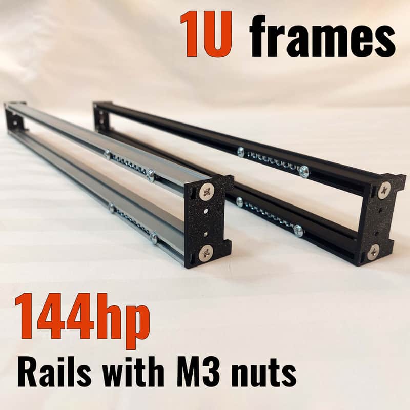 Intellijel 1U 144HP Eurorack Rails Kit with Brackets & M3 nuts (Black / Silver) image 1