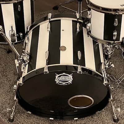 DrumPickers 5pc Vintage Professional Drum Kit in Van Halen Black & White Stripe Tribute image 12