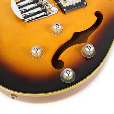 Used DeArmond By Guild Starfire Semi-Hollow Body Bass in Sunburst image 10
