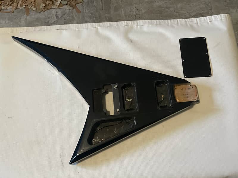 2005 MIJ Jackson RR3 RR Rhoads V Black Guitar Body Floyd Tremolo Ready image 1