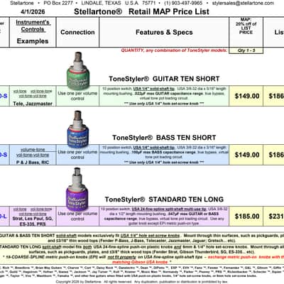 Tone Control - TONESTYLER STANDARD TEN LONG multi-capacitor selector switch - Stellartone Custom Guitar & Bass Electronics image 3