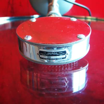 Vintage RARE 1950's Astatic D-104 crystal "Lollipop" microphone Chrome w period Astatic E6G desk stand image 8