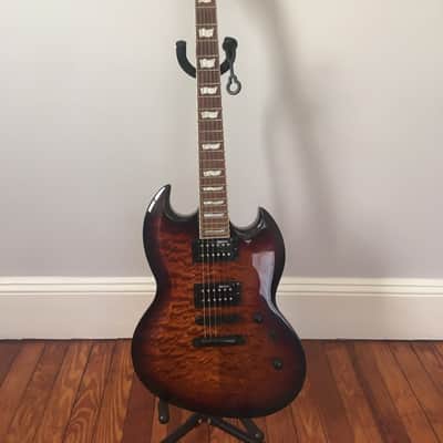 Fernandes APG-100 Double Cut Set Neck Mahogany w/Carved Maple Cap