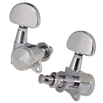 6R Inline Electric / Acoustic Guitar Locking Tuning Pegs Tuners 1:18, Chrome image 2