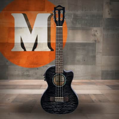 Lanikai Quilted Maple Black Stain Tenor Cutaway A/E Ukulele w/ Kula Preamp (QM-BKCET) image 1