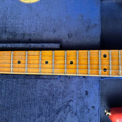 Fender Custom Shop Roasted 1956 Stratocaster Relic Faded Aged Fiesta Red Poblano Pickups image 4