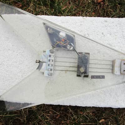 Renaissance Plexiglass Flying V Bass Guitar,  Late 1970's, Clear See Thru Body, Rare image 9