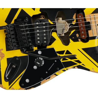 EVH Limited Edition Striped Series Frankenstein Frankie Guitar w/ Gig Bag - Aged Black and Yellow Bumblebee image 4