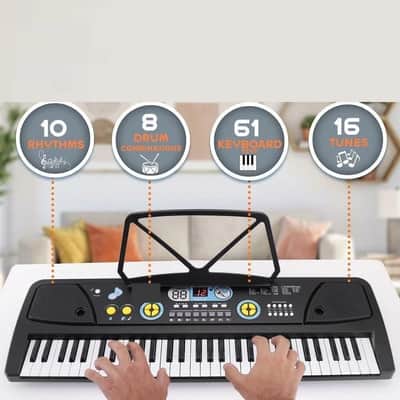 Portable Digital Piano Keyboard w/ Rechargeable Battery & Microphone 61 Key image 3