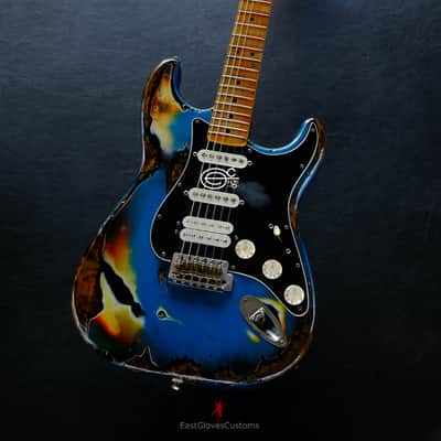 Fender Stratocaster Special Edition HSS Pelham Blue/Sunburst Heavy Aged Relic by East Gloves Customs image 11