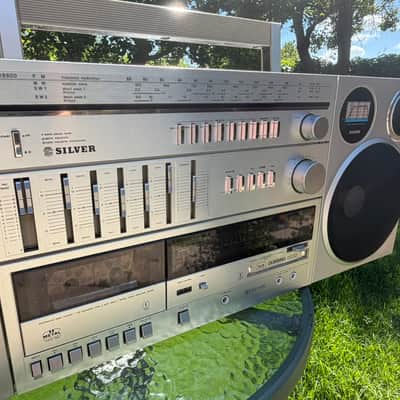 SILVER SR 8800 MINT Rare Vintage 3-Piece Dual Cassette Radio Boombox Warranty image 13