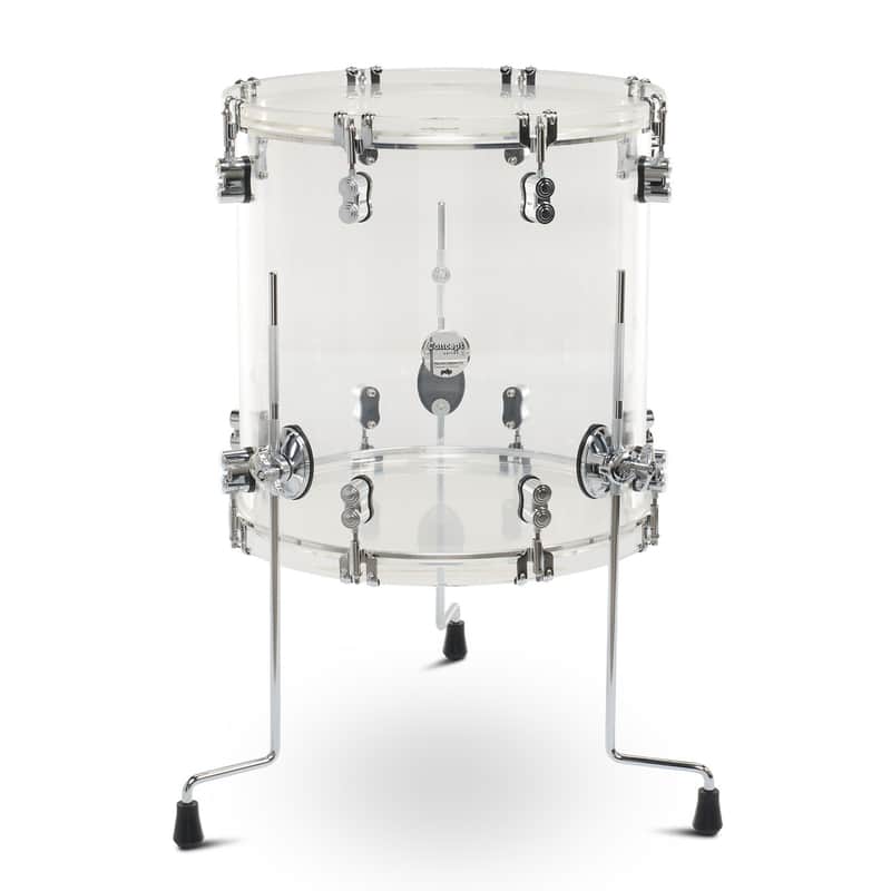 PDP Concept Acrylic Floor Tom 16x16" Clear with Chrome Hardware image 1
