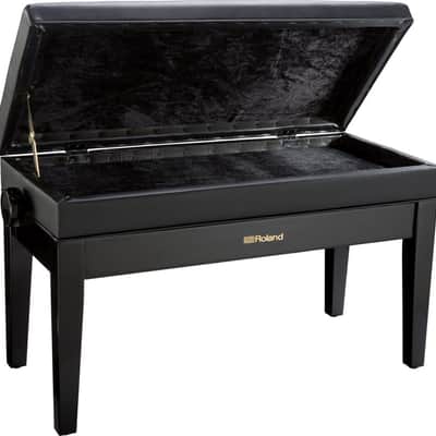 Roland RPB400 Duet Black Polyester Adjustable Piano Stool with Button Top and Music Storage Bild 2