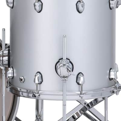 Mapex Saturn Evolution 16x16" Iridium Silver Lacquer w/Chrome Hardware Floor Tom w/Legs Maple-Walnut | NEW | +AK & HI | Dealer image 2