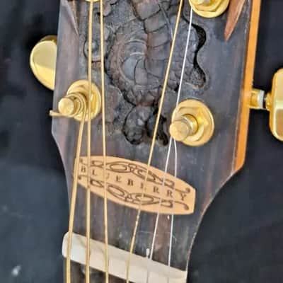 Blueberry Handmade Double Cutaway Grand Concert Acoutic Guitar Dragon Motif image 8