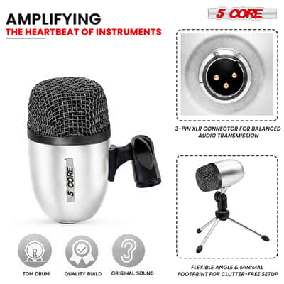5 Core Conga Mic Snare Tom Set Professional XLR Cardioid Condenser Instrument Microphone Kit image 8