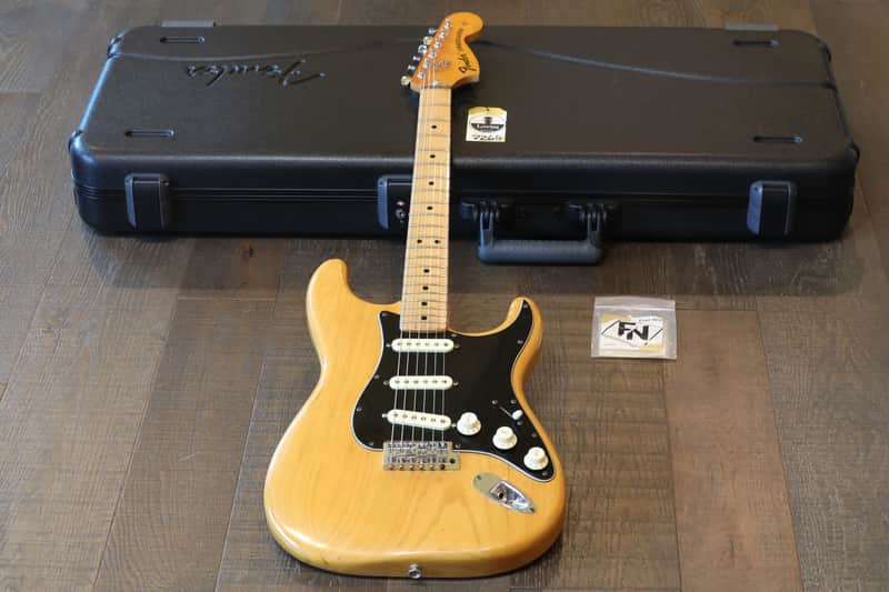 Vintage! 1975 Fender Stratocaster Electric Guitar Natural + Fender Case image 1