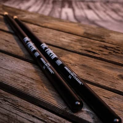 Vic Firth American Classic 5A Wood-Tipped Drumsticks - Black, 4 Pairs with Austin Bazaar Polishing Cloth image 5