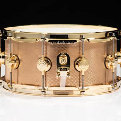 DW Knurled Bronze 6.5x14 Snare Drum w/Gold HW image 2