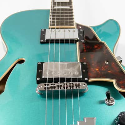 D'Angelico Premier SS Semi-hollowbody Electric Guitar - Sky Blue with Stopbar Tailpiece image 3