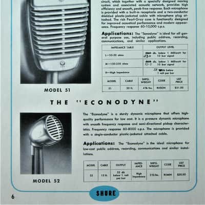 Vintage 1950's Shure 51 dynamic Microphone multi Z w cable image 2