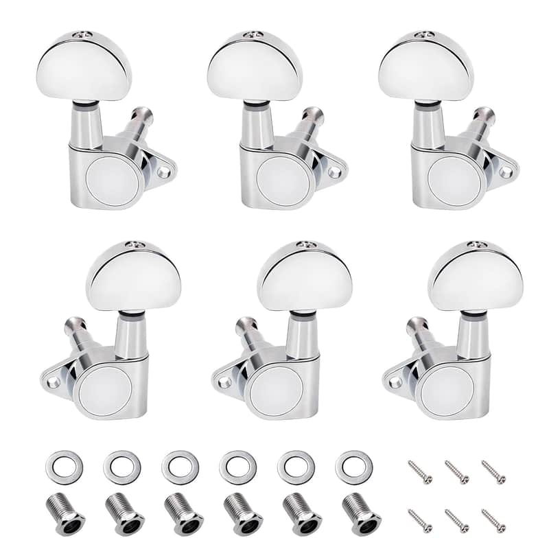 3L3R '60S Guitar Tuning Pegs Keys 15:1 Guitar String Tuning Keys Machines With 90 Degree Fixing Tag For Gibson/Epiphone Les Paul Lp Electric Acoustic Guitar Jt/Jxq-05 Chrome Half Moon Button image 1