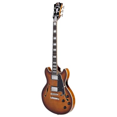D'Angelico Premier Mini DC Electric Guitar (Semi-Hollowbody - Dark Ice Tea Burst) image 5
